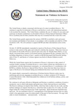 Statement by the Delegation of the United States on the events provoked by Kosovo police special units at the crossing points in Northern Kosovo