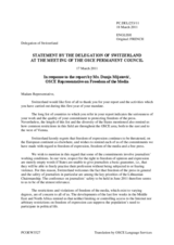 Statement by the Delegation of Switzerland in response to the report by the OSCE Representative on Freedom of the Media, Ms. Dunja Mijatović
