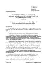 Statement by the Delegation of Uzbekistan in response to the report by the OSCE Representative on Freedom of the Media, Ms. Dunja Mijatović