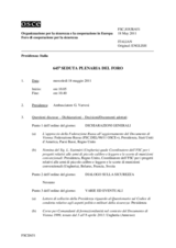Giornale della 645a Seduta plenaria del Foro di cooperazione per la sicurezza