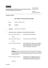 Giornale della 634a Seduta plenaria del Foro di cooperazione per la sicurezza