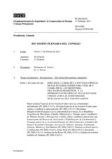 Diario de la 851ª Sesión plenaria del Consejo Permanente 