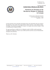 Statement by the Delegation of the United States on the elections in the breakaway region of Abkhazia in Georgia, held on 26 August 2011