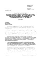 Closing statement by the Chairperson of the FSC, H.E. Ambassador Giulio Tonini