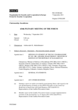 Journal of the 654th Plenary Meeting of the Forum for Security Co-operation