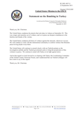 Statement by the Delegation of the United States on the terrorist attack in Turkey on 20 September 2011