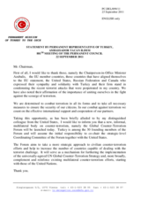 Statement by the Delegation of Turkey on the terrorist attack in Turkey on 20 September 2011