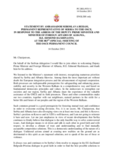 Statement by the Delegation of Serbia in response to the address by the Deputy Prime Minister and Minister of Foreign Affairs of Albania, H.E. Edmond Haxhinasto