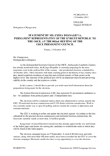 Statement by the Delegation of Kyrgyzstan on presidential election in Kyrgyzstan, to be held on 30 October 2011 and on Kyrgyzstan’s application for non-permanent membership of the United Nations Security Council