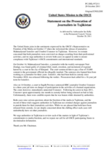 Statement by the Delegation of the United States on freedom of the media in Tajikistan