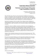 Statement by the Delegation of the United States on freedom of assembly and expression in Belarus