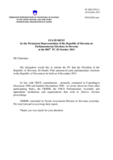 Statement by the Delegation of Slovenia on parliamentary elections in Slovenia, to be held on 4 December 2011