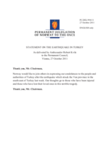 Statement by the Delegation of Norway on the earthquake in the Van province of Turkey on 23 October 2011