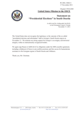 Statement by the Delegation of the United States on the “presidential elections” in South Ossetia