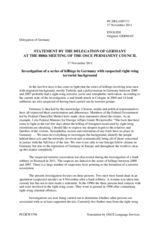 Statement by the Delegation of Germany on the recent uncovering of hate crimes in Germany