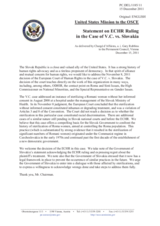 Statement by the Delegation of the United States on the ruling of the European Court of Human Rights in the case of V.C. versus Slovakia