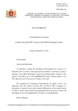 Statement by the Delegation of Georgia on the letter of 2 December 2011 by the Chairmanship on the follow-up to the report by the ODIHR and the HCNM, on Human Rights in the War-Affected Areas following the Conflict in Georgia