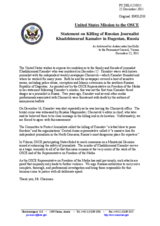 Statement by the Delegation of the United States on the death of journalist Mr. K. Kamalov in Dagestan, Russian Federation