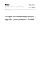 Выступление Постоянного представителя Республики Беларусь при ОБСЕ В.Воронецкого - Об убийстве журналиста в Дагестане