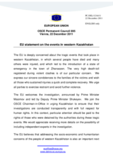 Statement by the Polish Presidency of the Council of the European Union in response to the statement by the Delegation of Kazakhstan on events in western Kazakhstan on 16 December 2011