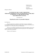 Statement by the Delegation of Belarus on the death of journalist Mr. K. Kamalov in Dagestan, Russian Federation