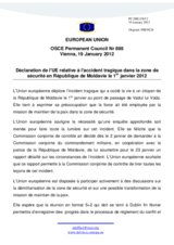 Déclaration de l'UE relative à l'accident tragique dans la zone de sécurité en République de Moldavie le 1er janvier 2012