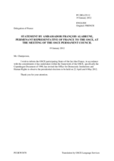 Statement by the Delegation of France on the presidential elections in France, to be held on 22 April and 6 May 2012
