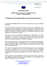 Statement by the Danish Presidency of the Council of the European Union on the issues related to the implementation of the Vienna Document 2011