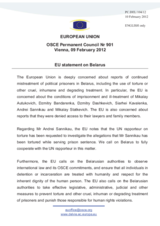 Statement by the Danish Presidency of the Council of the EU on the Final Human Rights Assessment of the Events of 19 December 2010 in Minsk by the Special Rapporteur of the Committee on International Control over the Human Rights Situation in Belarus