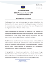 Statement by the Danish Presidency of the Council of the EU on the case of Mr. A. Byalyatski in Belarus