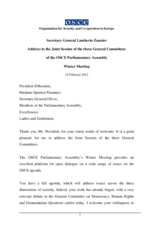 Address by OSCE Secretary General Lamberto Zannier Address by OSCE Secretary General Lamberto Zannier
