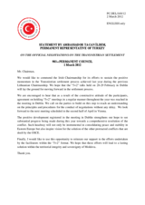 Statement by the Delegation of Turkey on the meeting in the 5+2 negotiation format on the settlement of the Transdniestrian conflict, held in Dublin on 28 and 29 February 2012