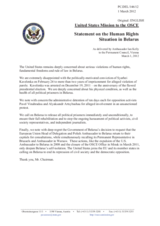 Statement by the Delegation of the United States on the current developments in Belarus