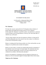 Statement by the Delegation of Norway on the current developments in Belarus