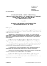 Statement by the Delegation of Belarus in response to the statements by the Danish Presidency of the Council of the EU, by the Delegation of the United States and by the Delegation of Norway on the current developments in Belarus