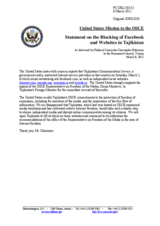 Statement by the Delegation of the United States on the freedom of the media in Tajikistan