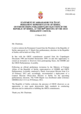Statement by the Delegation of Serbia on the parliamentary elections in Serbia, to be held on 6 May 2012