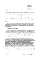 Statement by the Delegation of Switzerland in response to the report by the Director of the Office for Democratic Institutions and Human Rights, Ambassador Janez Lenarčič