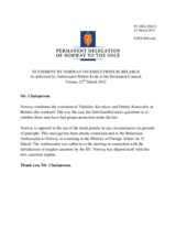 Statement by the Delegation of Norway on the executions of Mr. D. Kanavalaw and Mr. U. Kavalyow, and the human rights situation in Belarus