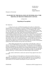 Statement by the Delegation of Switzerland on the International Day of La Francophonie, celebrated on 20 March 2012