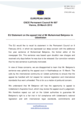 Statement by the Danish Presidency of the Council of the EU on the case of the journalist Mr. M. Bekjanov in Uzbekistan