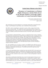 Statement by the Delegation of the United States in response to the address by the Commissioner on Human Rights, Democracy and the Rule of Law of the Ministry of Foreign Affairs of the Russian Federation, Ambassador-At-Large Konstantin Dolgov