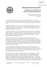 Statement by the Delegation of the United States on the on the International Roma Day, celebrated on 8 April 2012