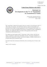 Statement by the Delegation of the United States on the meeting in the 5+2 negotiation format on the settlement of the Transdniestrian conflict, held in Vienna on 16 and 17 April 2012