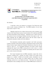 Statement by the Delegation of Korea on the long-range missile launch by the Democratic People’s Republic of Korea on 13 April 2012