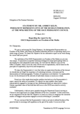 Statement by the Delegation of the Russian Federation in response to the report by the OSCE Representative on Freedom of the Media