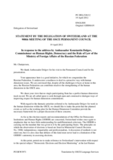Statement by the Delegation of Switzerland in response to the address by the Commissioner on Human Rights, Democracy and the Rule of Law of the Ministry of Foreign Affairs of the Russian Federation, Ambassador-At-Large Konstantin Dolgov
