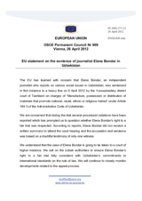 Statement by the Danish Presidency of the Council of the EU on the case of the journalist Ms. E. Bondar in Uzbekistan