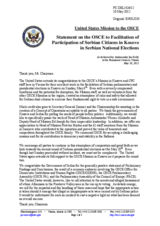Statement by the Delegation of the United States on parliamentary and presidential elections in Serbia, held on 6 May 2012