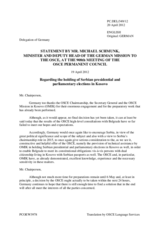 Statement by the Delegation of Germany in response to the report on the activities of the Chairperson-in-Office